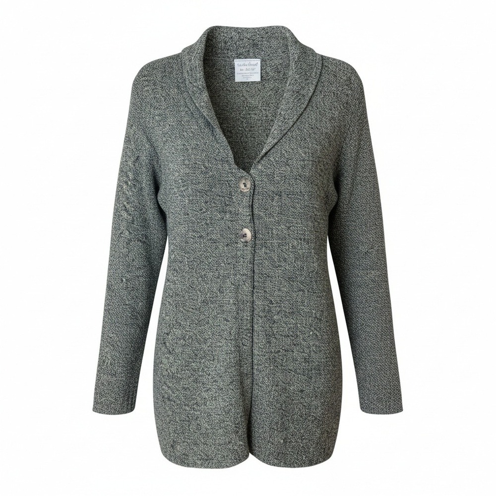 Waste Knot by Joma Cardigan Women Medium Blue‎ Knit Recycled Cotton Shawl Collar